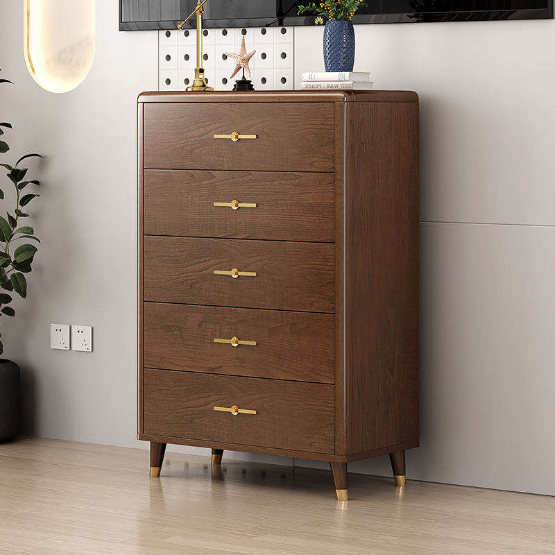 Luxury Minimalist Modern 8-Drawer Chest, Bedroom or Living Room Storage Dresser, Solid Wood Side Cabinet