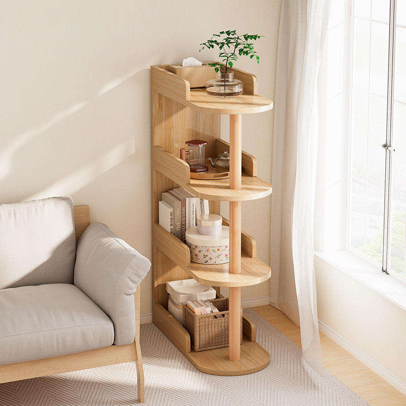 Modern Luxurious Wooden Bedside Table Mini Storage Rack for Bedroom, Living Room, Home Hotel, Multi-Tier Corner Nightstand