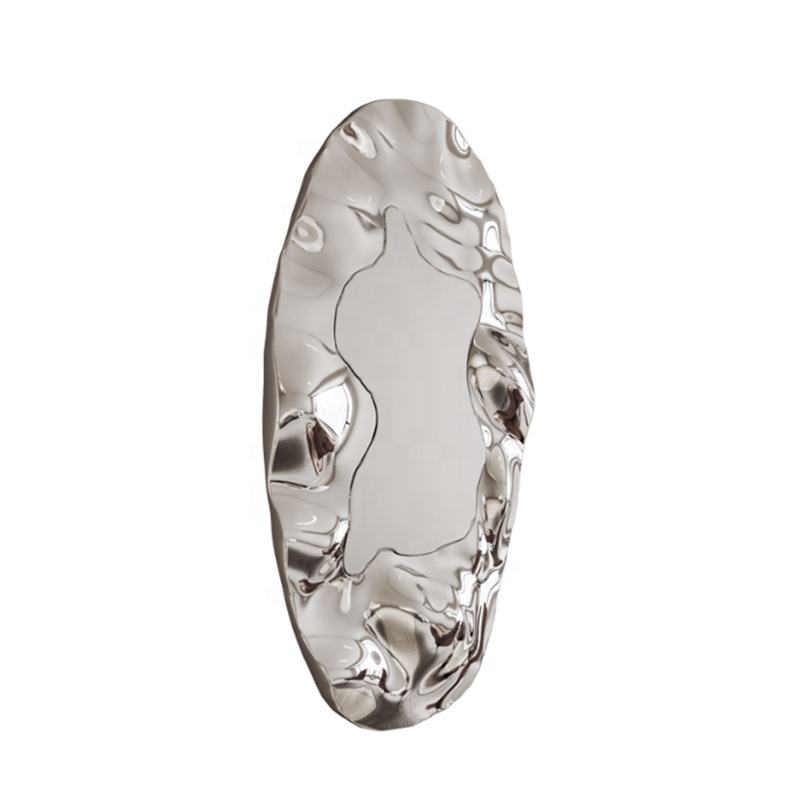 Modern Abstract Stainless Steel Wall Art – Creative Oval Metal Wall Hanging, Decorative Sculpture for Living Room, Restaurant, Hallway