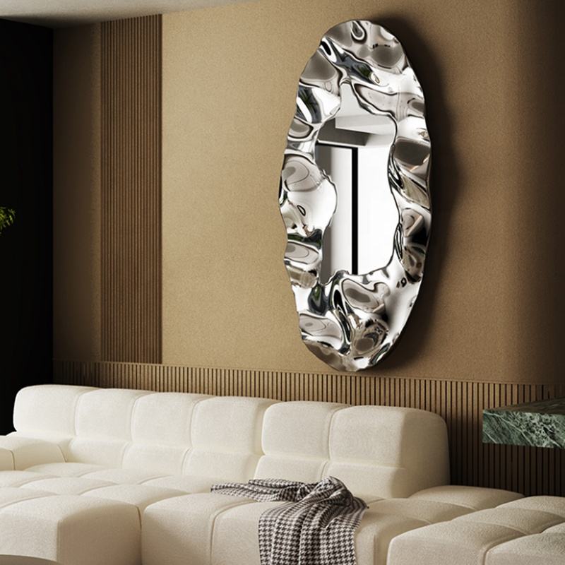 Modern Abstract Stainless Steel Wall Art – Creative Oval Metal Wall Hanging, Decorative Sculpture for Living Room, Restaurant, Hallway