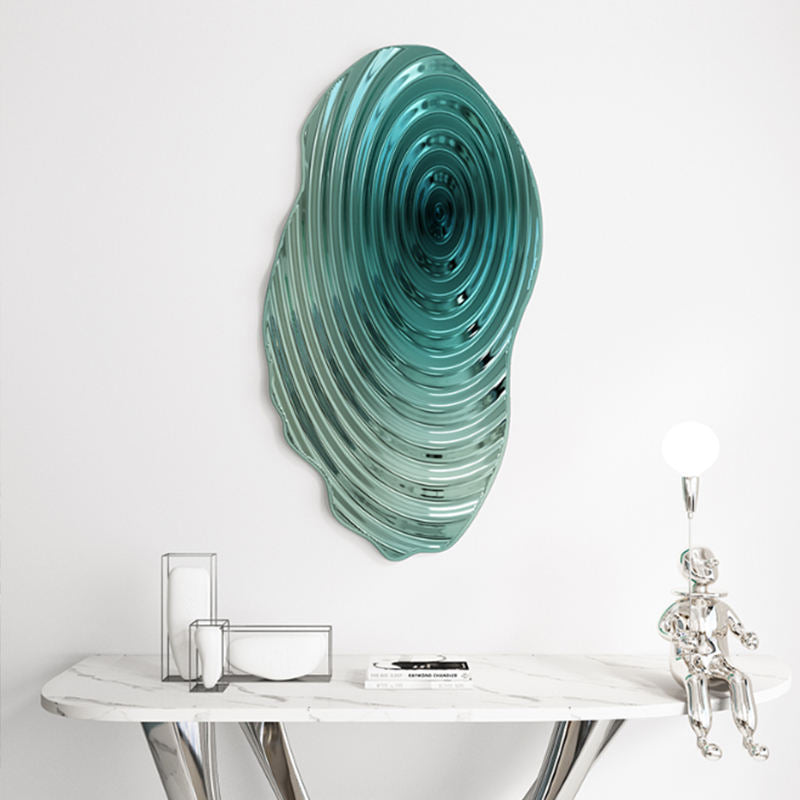 Irregular Blue Stainless Steel Metal Wall Art – Modern Abstract Wave Design, Colourful Metal Charm Decorative Panel for Living Room, Bedroom