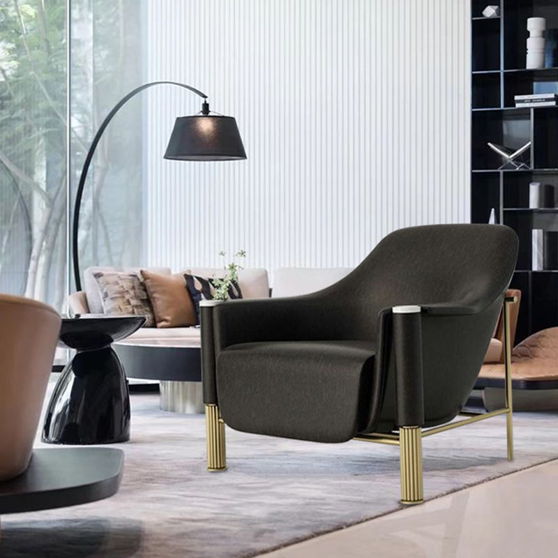Modern Metal Lounge Sofa Chair, Minimalist Creative Single Accent Chair for Living Room and Office Space