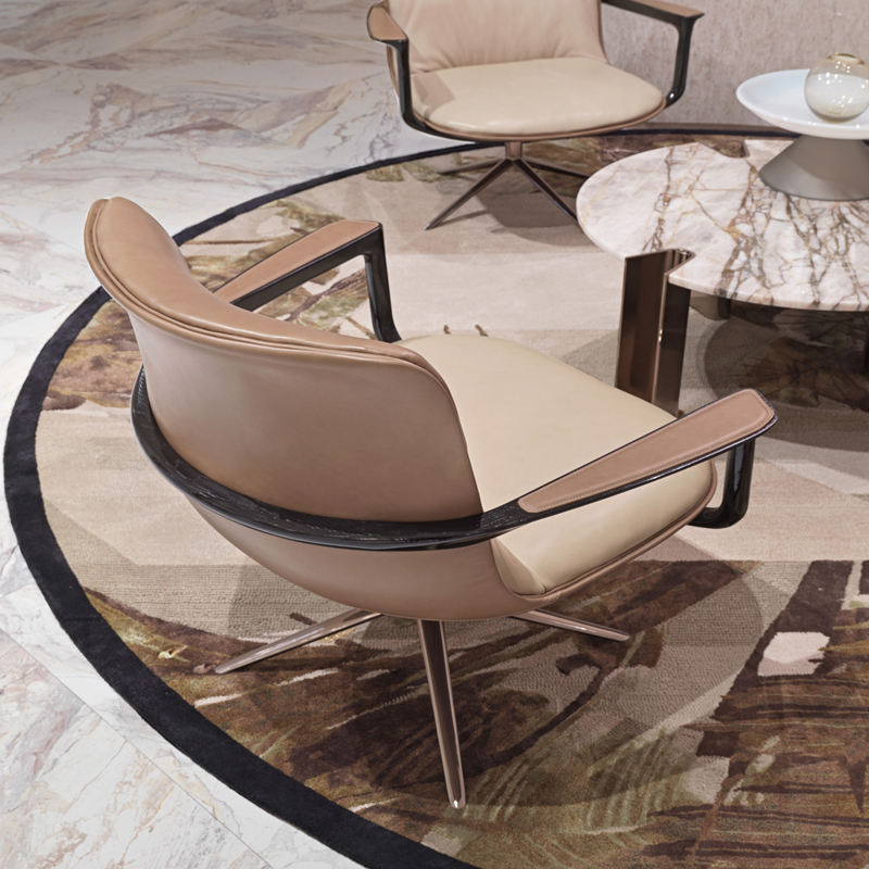Modern Single Armchair, Designer Swivel Sofa Chair for Living Room and Bedroom, Contemporary Upholstered Comfy Accent Seat