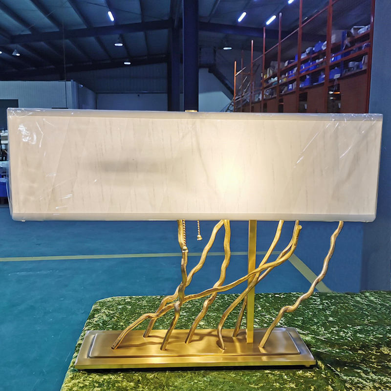 Art Decor Solid Brass Tree Branch Table Lamp, White Beige Shade, Modern Luxury LED Copper Creative Design