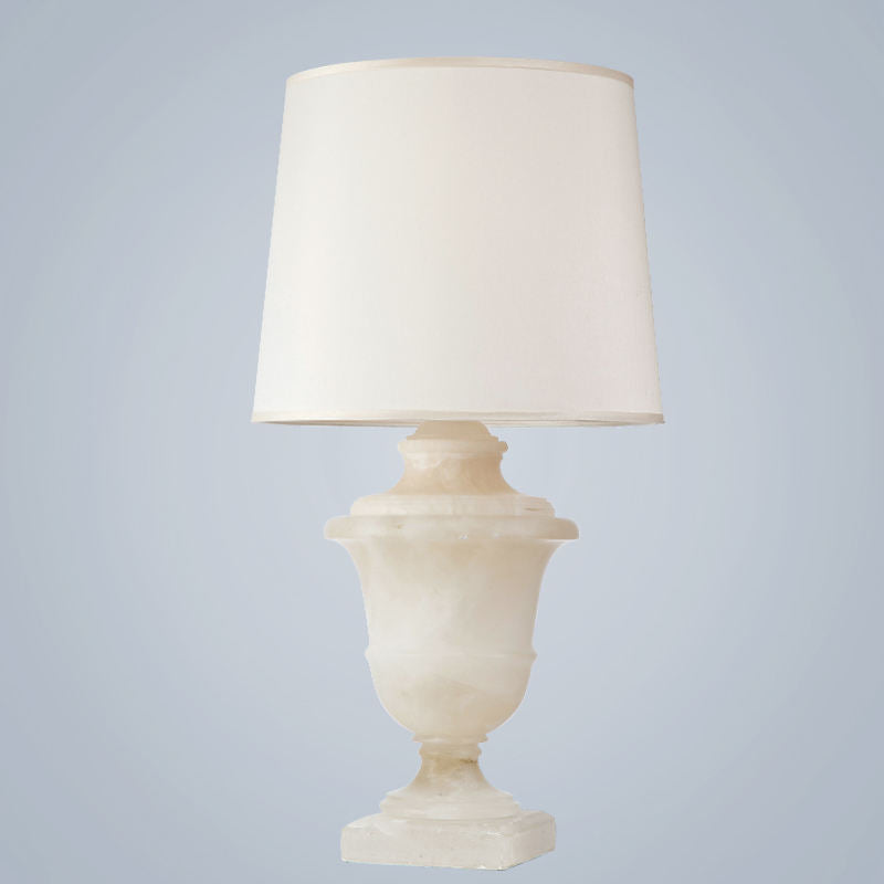 Modern White Marble Table Lamp, Visual Comfort Style Urn Design, Luxury LED Accent Lighting for Living Room, Bedroom, Hotel or Villa