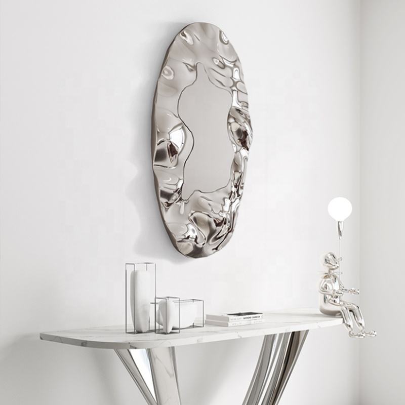 Modern Abstract Stainless Steel Wall Art – Creative Oval Metal Wall Hanging, Decorative Sculpture for Living Room, Restaurant, Hallway