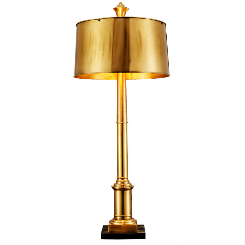 Modern Brass LED Table Lamp, Tall Decorative Desk Light for Bedroom and Living Room, 18-Inch Shade, Luxury Gold Accent Lighting