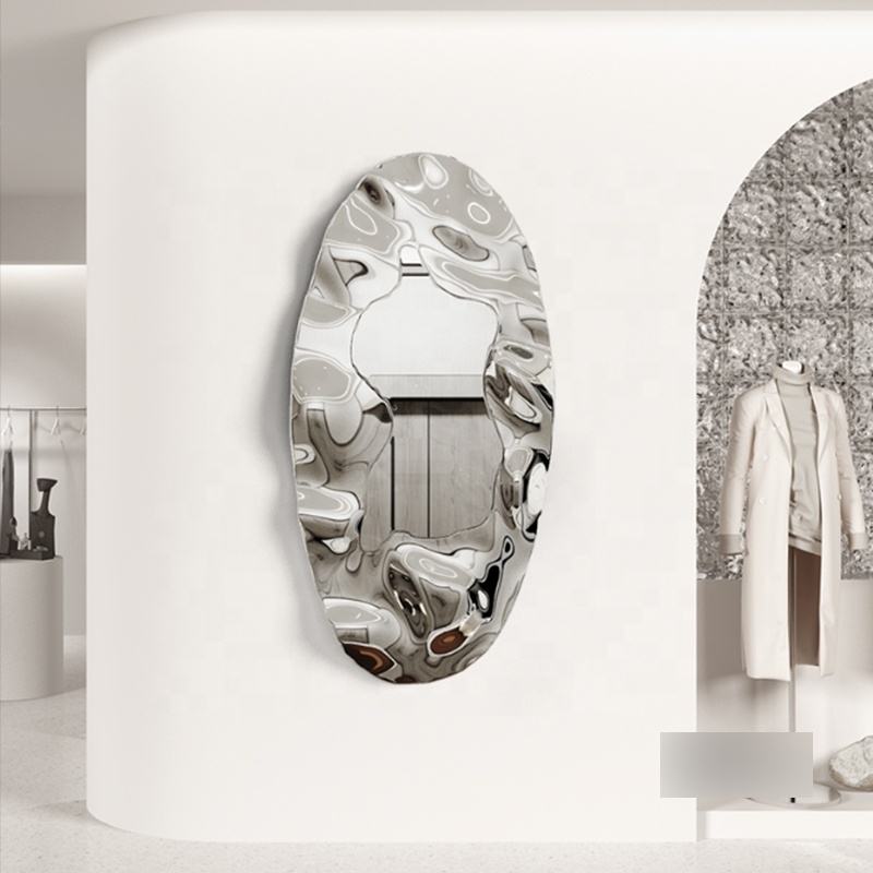 Modern Abstract Stainless Steel Wall Art – Creative Oval Metal Wall Hanging, Decorative Sculpture for Living Room, Restaurant, Hallway