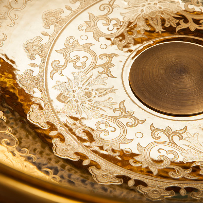 Modern Gold Ceramic Countertop Basin, Handmade Bathroom Sink, Luxury Porcelain Washbasin – Artistic Vessel