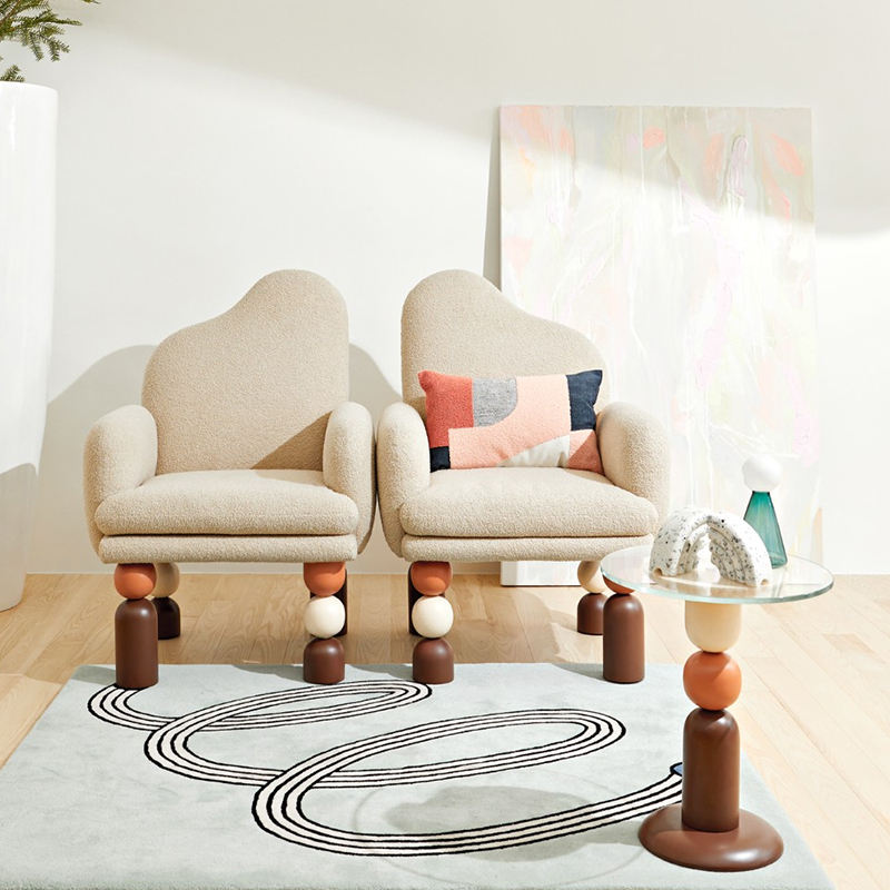 Teddy Velvet Leisure Chair, Contemporary Ash Wood Armchair for Living Room or Bedroom, Soft Upholstered Single Sofa Accent Chair
