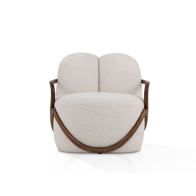 Comfortable White Ash Wood Fabric Lounge Chair, Ergonomic Style Accent Chair for Meeting Rooms & Multi-Space Interiors, High Density Sponge Filling
