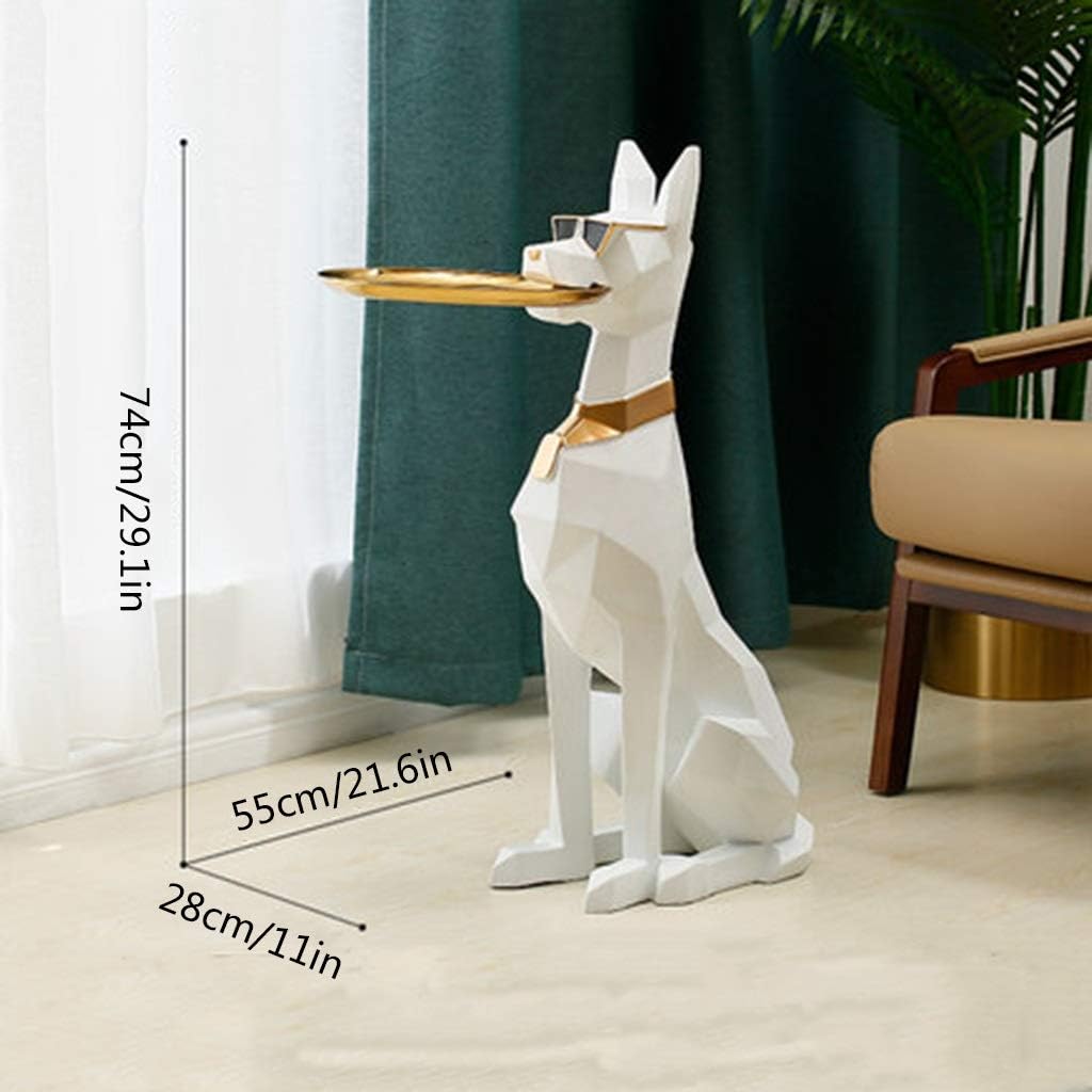 Luxury dog bar table with tray dobermann coffee table Luxury Nordic Style Dog showpeice coffee Tray table, Animal Home Decor Sculpture, Dog Statue End Side Table