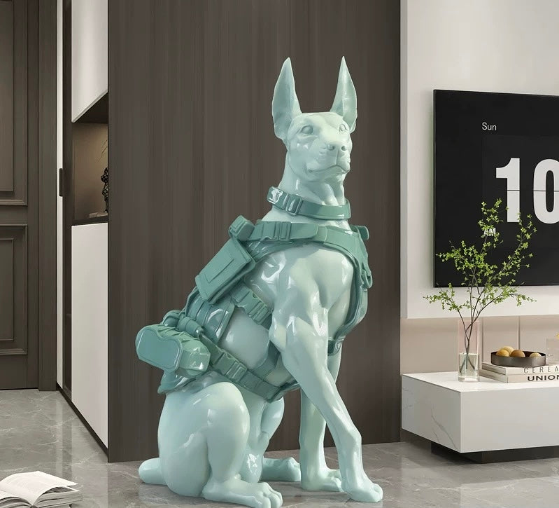 Entryway dog sculpture. Guardian of the mansion. Luxurious Doberman Dog Figurine, Unique Design home decor Sculpture for Living Room, Bar & Entryway Decor