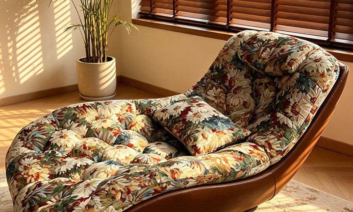Floral Chaise Lounge 62 Inch, Vintage Upholstered Reclining Sofa Chair