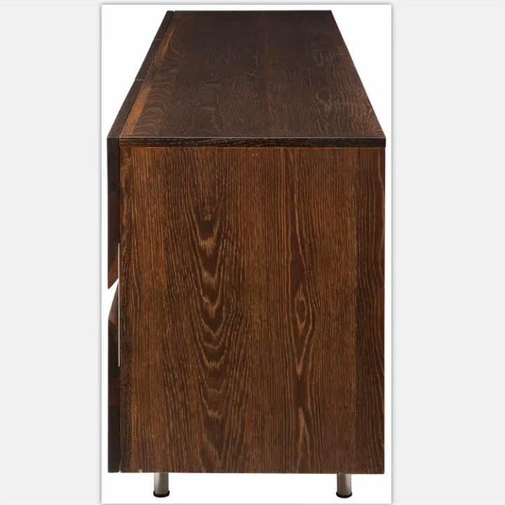 Vintage Walnut Finish Storage Coffee Table, Low Media Console TV Stand Cabinet for Living Room, Bedroom, Apartment, Small Space Entertainment Center