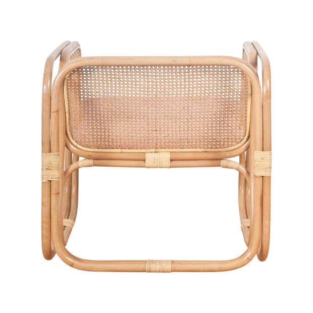 Rattan Accent Chair with Pink Cushion, Natural Cane Lounge Chair, Boho Wicker Armchair for Living Room, Bedroom, Balcony, Sunroom, Covered Patio, Reading Nook, Cafe, and Apartment Decor