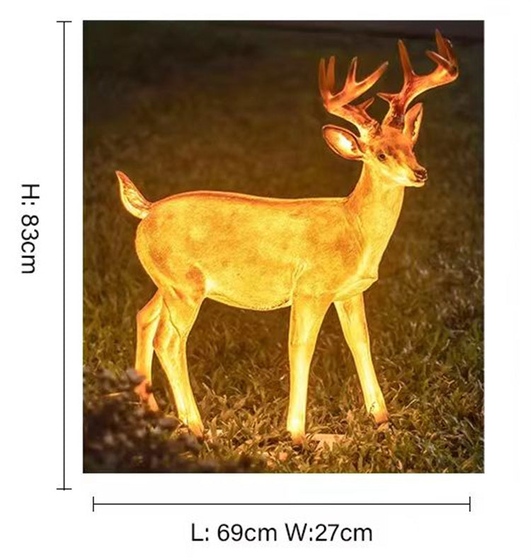 3D Deer Sculpture Animal Outdoor Lights Set, Resin Fiberglass Luminous Lamps for Garden Park Landscape