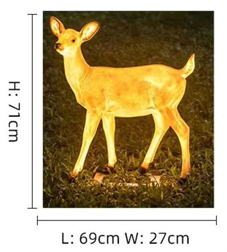 3D Deer Sculpture Animal Outdoor Lights Set, Resin Fiberglass Luminous Lamps for Garden Park Landscape