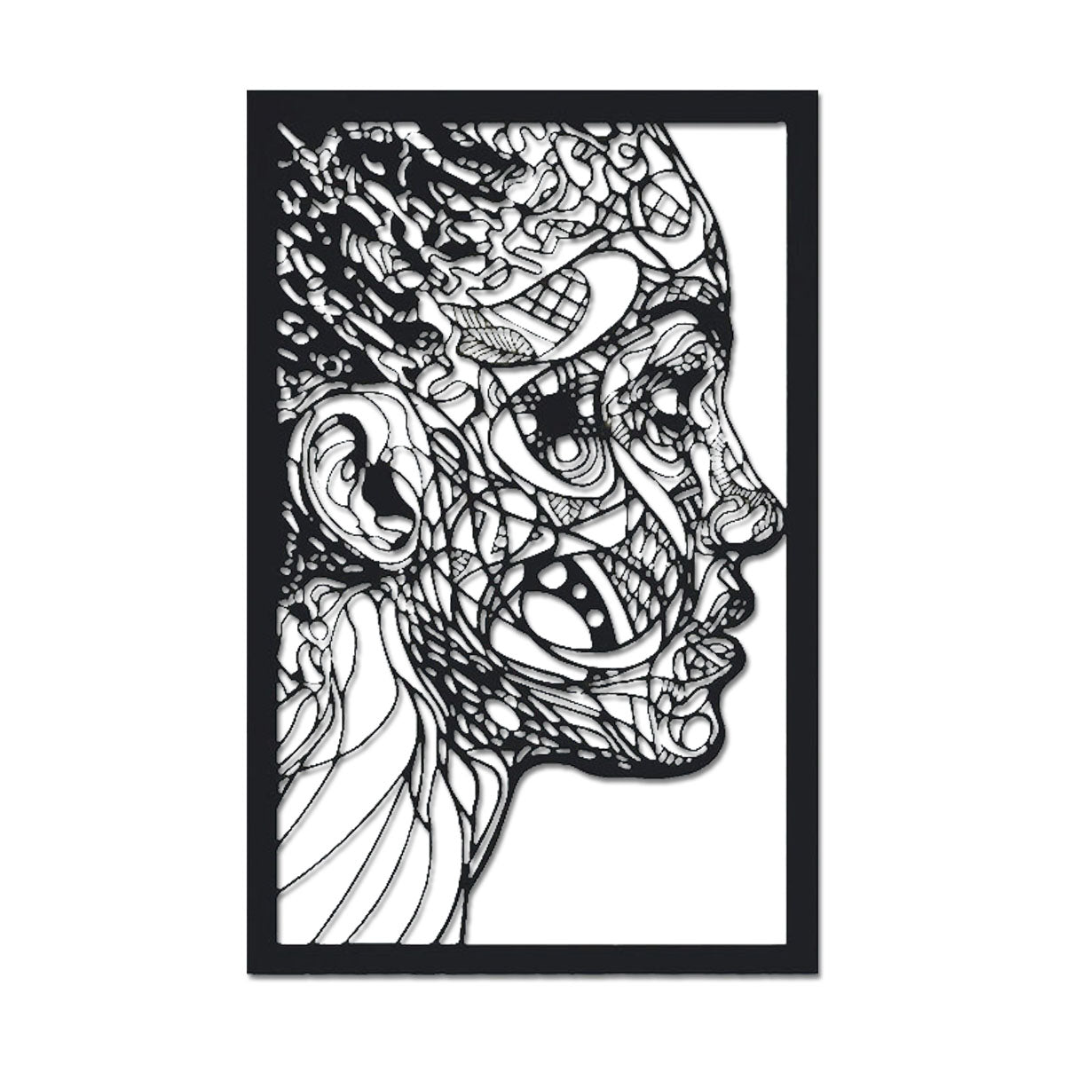 Abstract Woman Face Metal Wall Art – Modern Metal Carving Sculpture, Artistic Black Wall Decor for Living Room & Office, Creative Home Decoration