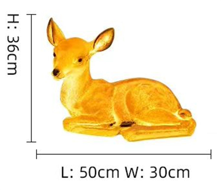 3D Deer Sculpture Animal Outdoor Lights Set, Resin Fiberglass Luminous Lamps for Garden Park Landscape
