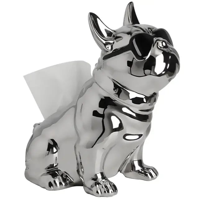 French bulldog ceramic electroplated tissue paper dispenser table decor/home decor