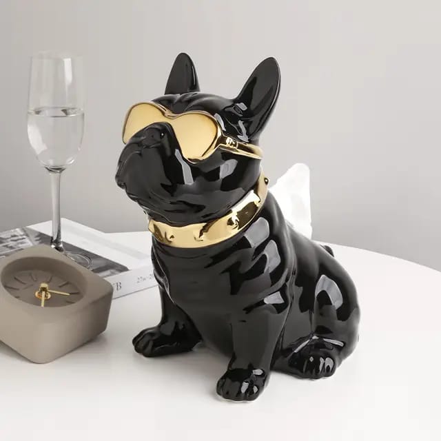 French bulldog ceramic electroplated tissue paper dispenser table decor/home decor
