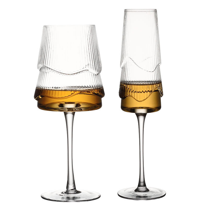 Ribbed Crystal Champagne Flute, 10.6 oz Amber Base Stemmed Glass, Japanese Style Sparkling Wine Glass, Elegant Tall Goblet for Champagne, Prosecco, Cocktails, Weddings and Home Bar, Set of 1