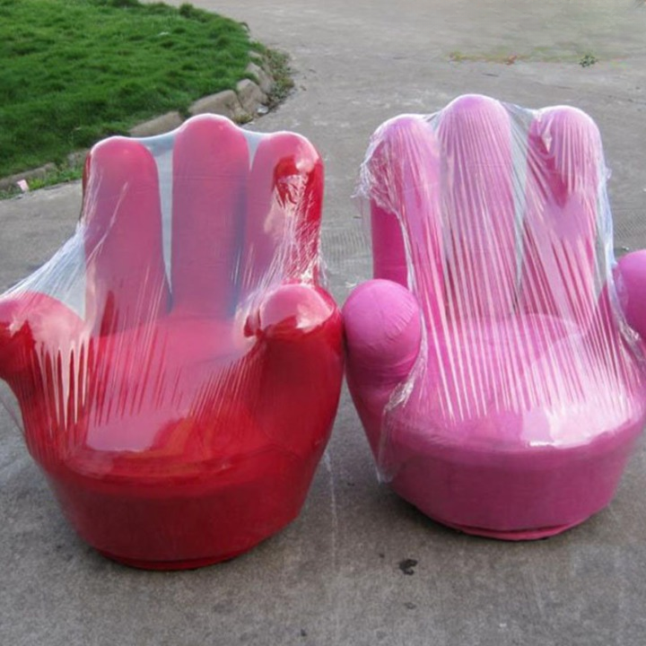 Red Hand-Shaped Swivel Accent Chair for Living Room