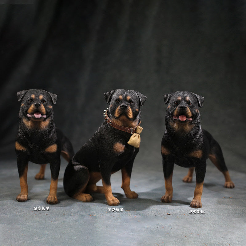 1:6 Scale Rottweiler Dog Figure, Realistic Standing Short Tail Dog Figurine, Hand Painted Collectible Animal Statue, Police Dog Model for Desk Display, Shelf Decor, Action Figure Accessories