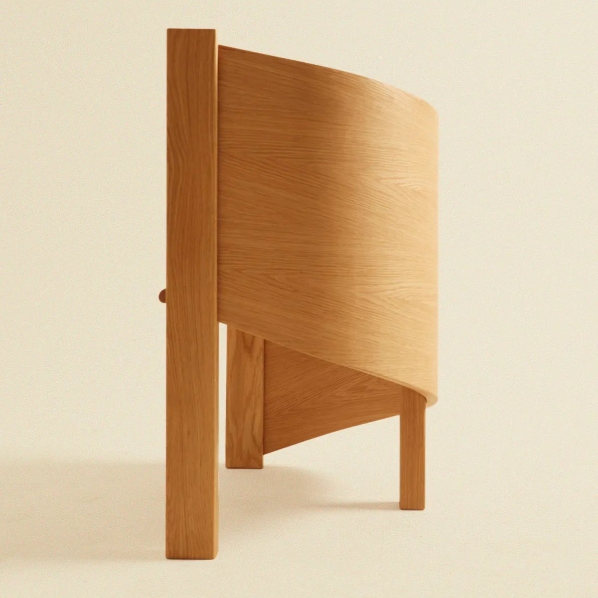 Natural Solid Wood Dining Chair, Sculptural Curved Back Side Chair, Modern Vintage Wooden Accent Chair for Dining Room, Kitchen, Cafe, Study, Desk, Living Room, and Restaurant Seating