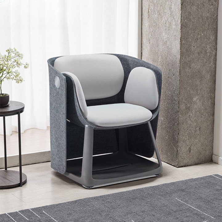 Gray Upholstered Accent Chair with Adjustable Backrest, Modern Lounge Seat