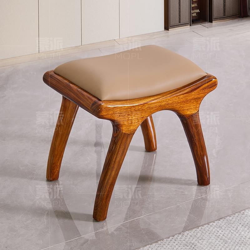 Solid Wenge Wood Vanity Table Set with Mirror, Drawers and Stool