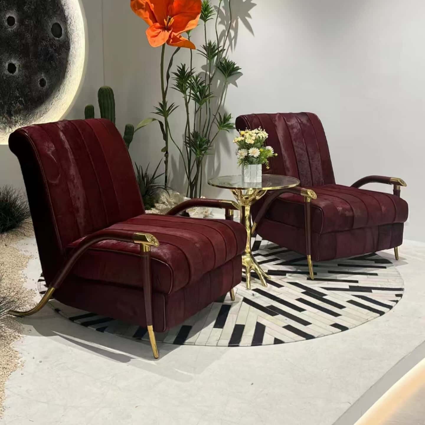 Red Upholstered Accent Chair with Gold Tone Arms and Legs, Modern Lounge Armchair for Living Room, Bedroom, Reading Corner, Office, Hotel Lobby and Luxury Home Decor