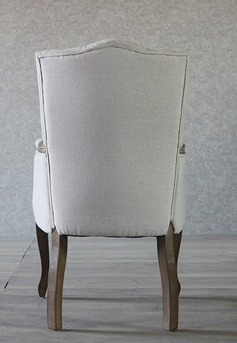 Tufted Upholstered Dining Chair with Solid Wood Frame and Linen Fabric
