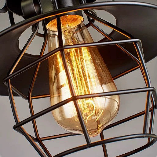 Industrial Cage Pendant Light, Vintage Loft Hanging Lamp with Metal Wire Guard, Single Head Rustic Ceiling Light for Cafe, Bar, Kitchen Island, Dining Room, Hallway