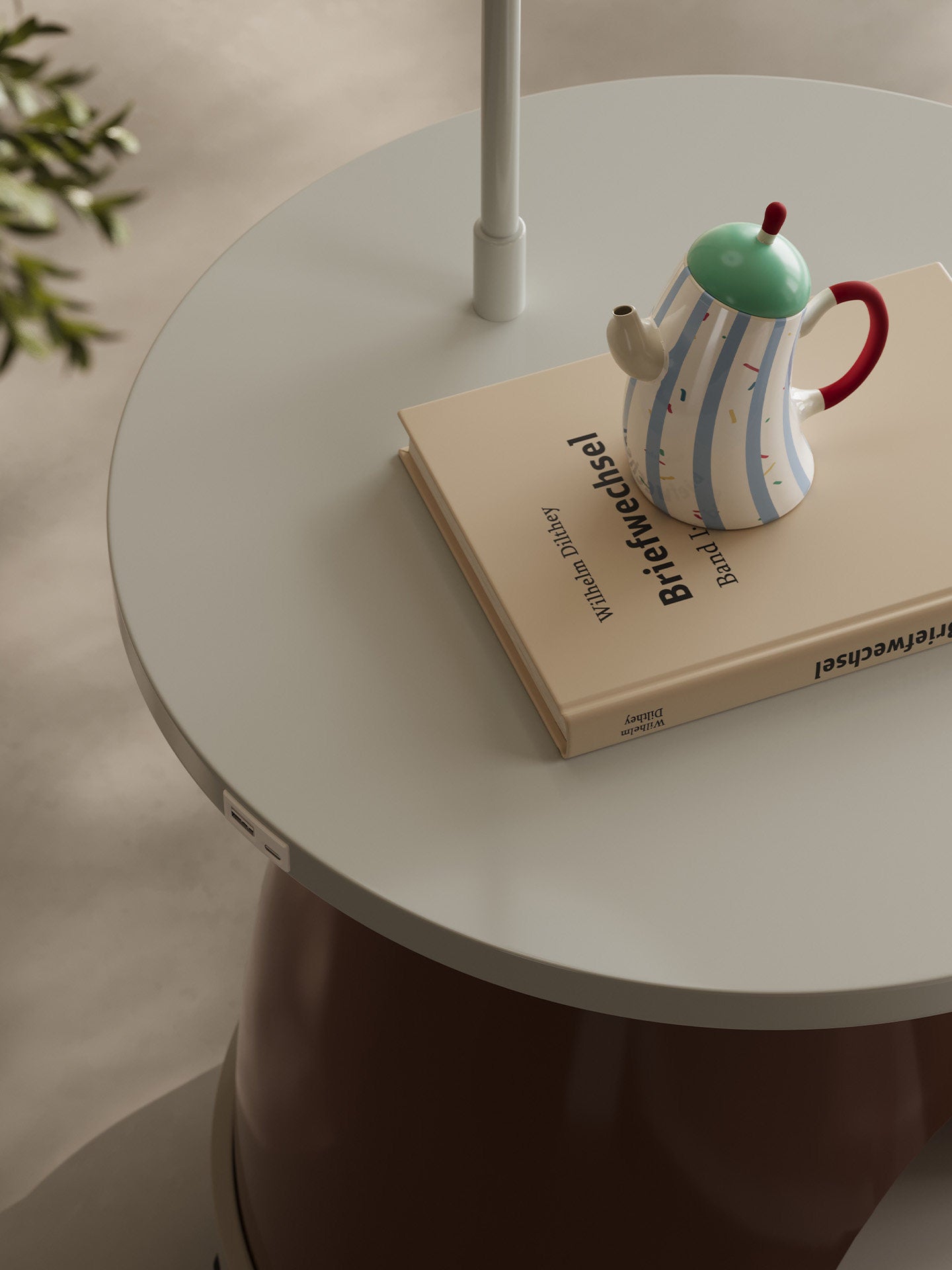 Modern Pet Side Table with Built-In Cat House, Round End Table with Lamp Pole and Charging-Ready Top, Movable Accent Table for Living Room, Bedroom, Sofa Side, and Small Space Pet Furniture