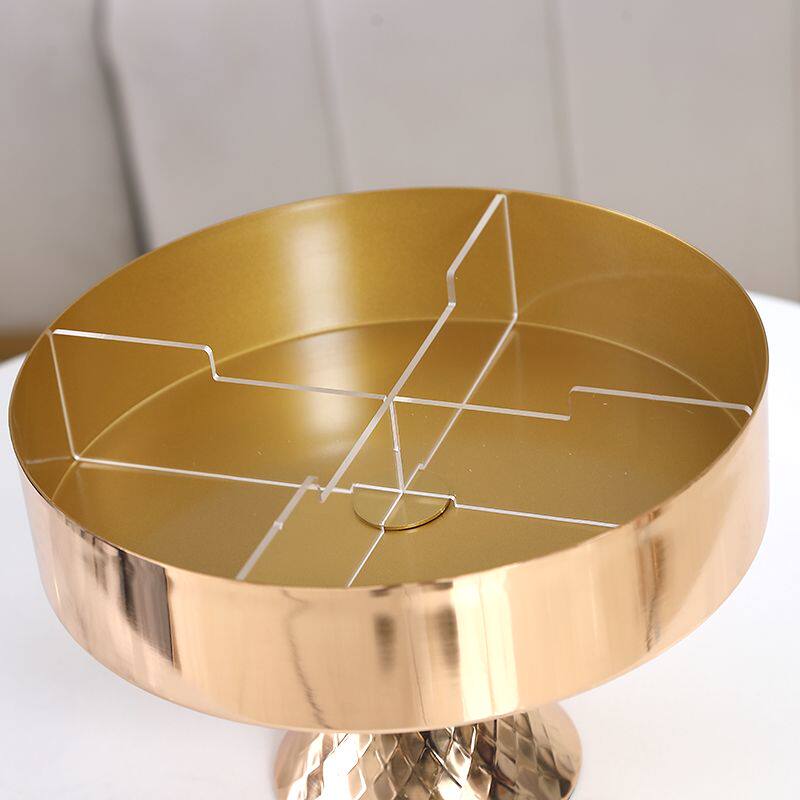 Gold Decorative Divided Candy Dish with Lid, Round Glass Snack Storage Box with Pedestal Base and Crystal-Style Knob, Luxury Countertop Organizer for Nuts, Candy, Cookies and Tea Table Decor