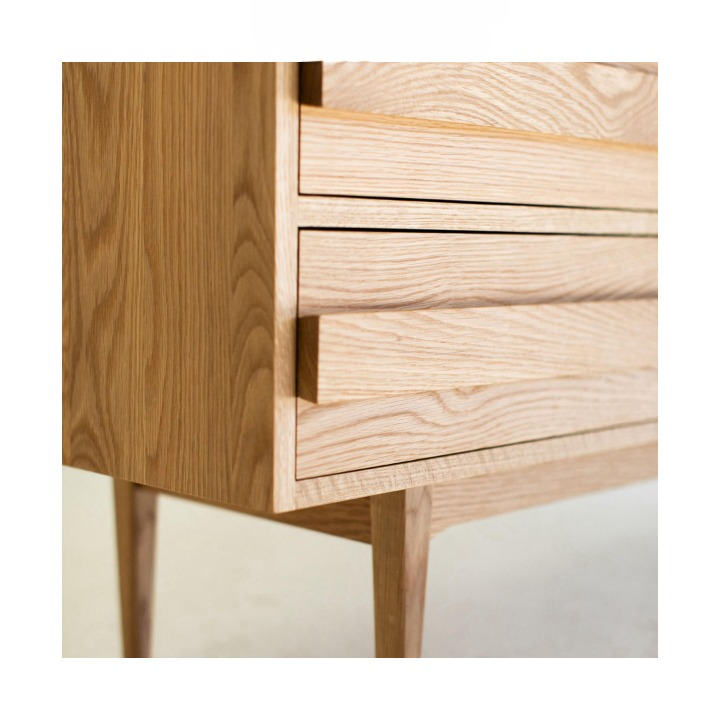 Solid Wood 6 Drawer Dresser, Natural Wood Storage Cabinet with Tapered Legs, Mid Century Wabi Sabi Sideboard for Bedroom, Living Room, Entryway