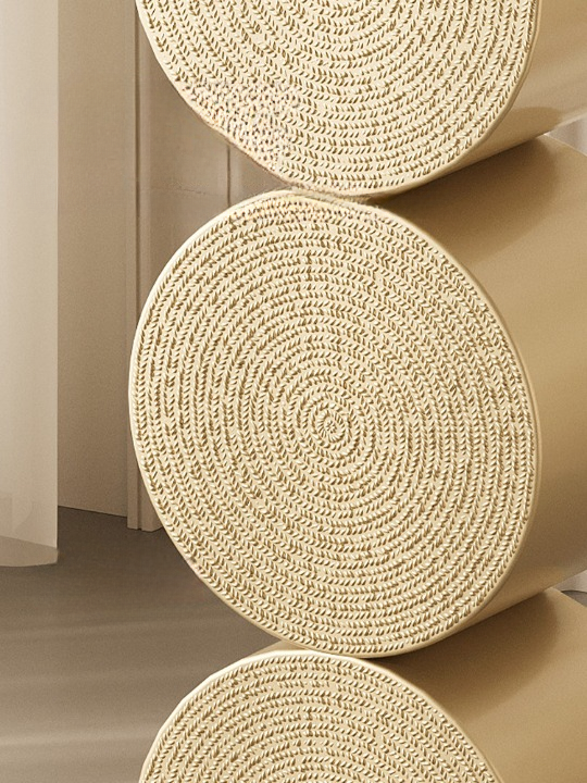 Gold Sculptural Side Table, Narrow End Table with Textured Wheat Pattern, Modern Accent Pedestal Table for Living Room, Bedroom, Sofa Side, Entryway, Apartment, and Small Spaces