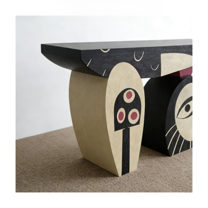Abstract Console Table, Modern Artistic Entryway Table with Sculptural Face Design, Decorative Foyer Table for Living Room, Hallway, Studio or Gallery