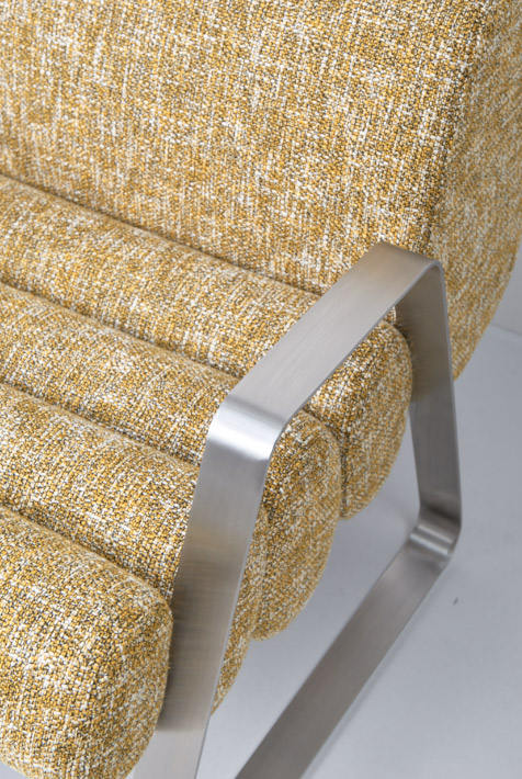Mustard Cotton Linen Metal Frame Accent Chair for Living Room