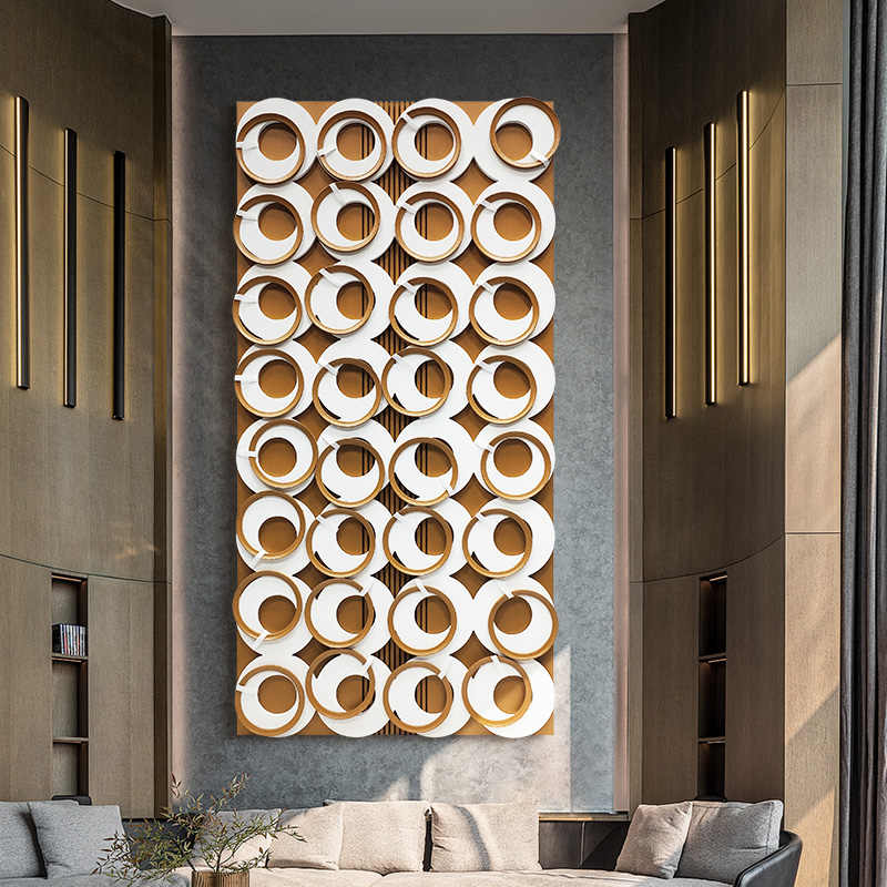Luxury Modern Circular 3D Wood Relief Wall Art, Handcrafted Large Abstract Geometric Sculpture for Entryway, Villa, or Living Room, Unframed