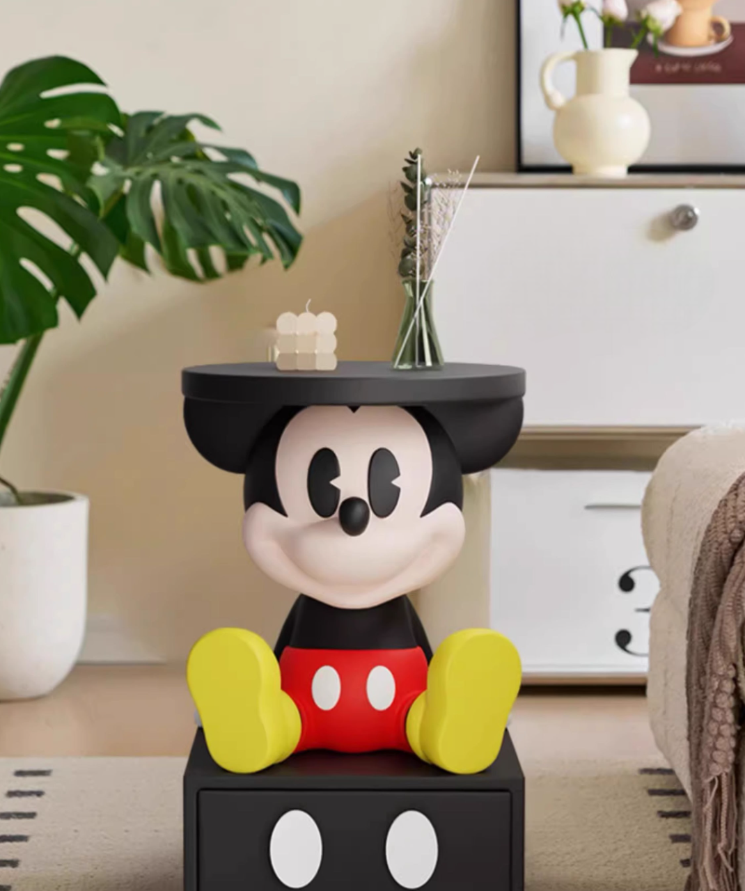 Large Cartoon Mickey Mouse Storage Cabinet – Cute Modern Sofa Side Table, Living Room Decoration, Creative Bedroom End Table