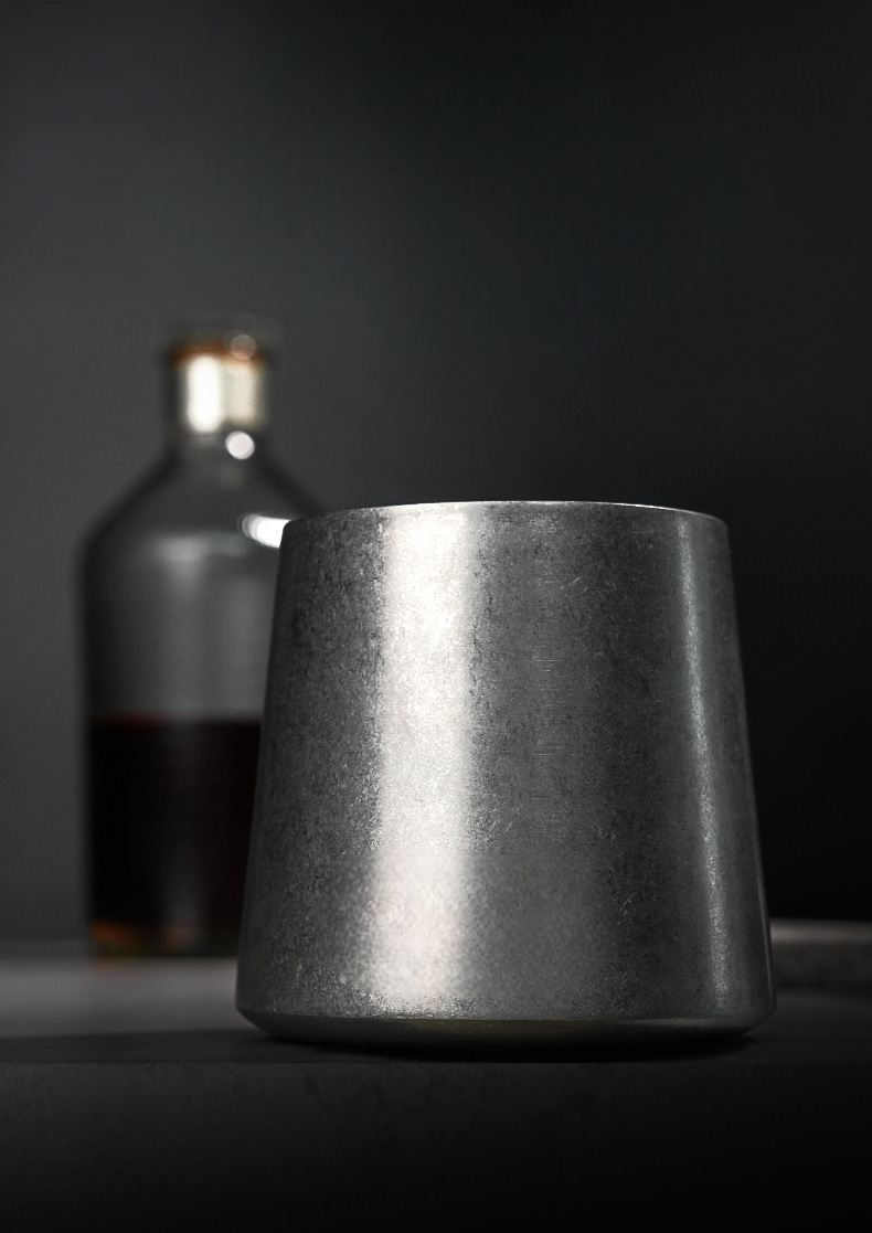 Premium Stainless Steel Whiskey Tumbler 380ml – Titanium Coated, Double-Wall Vintage Rock Glass for Cocktails, Beer & Water, Brushed Metal