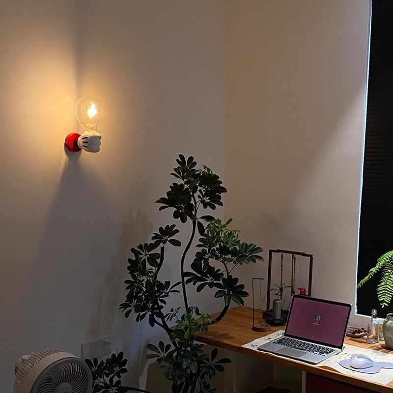 Cartoon Mickey Hand Wall Lamp – Creative Kids Room LED Night Light, Minimalist Bedroom Bedside Sconce for Nursery & Desk