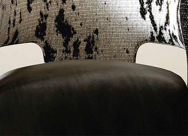 Modern French Cream Style Accent Chair, Trendy Black and White Upholstered Armchair with Curved Backrest, Designer Sofa Chair for Living Room, Dining, Hotel