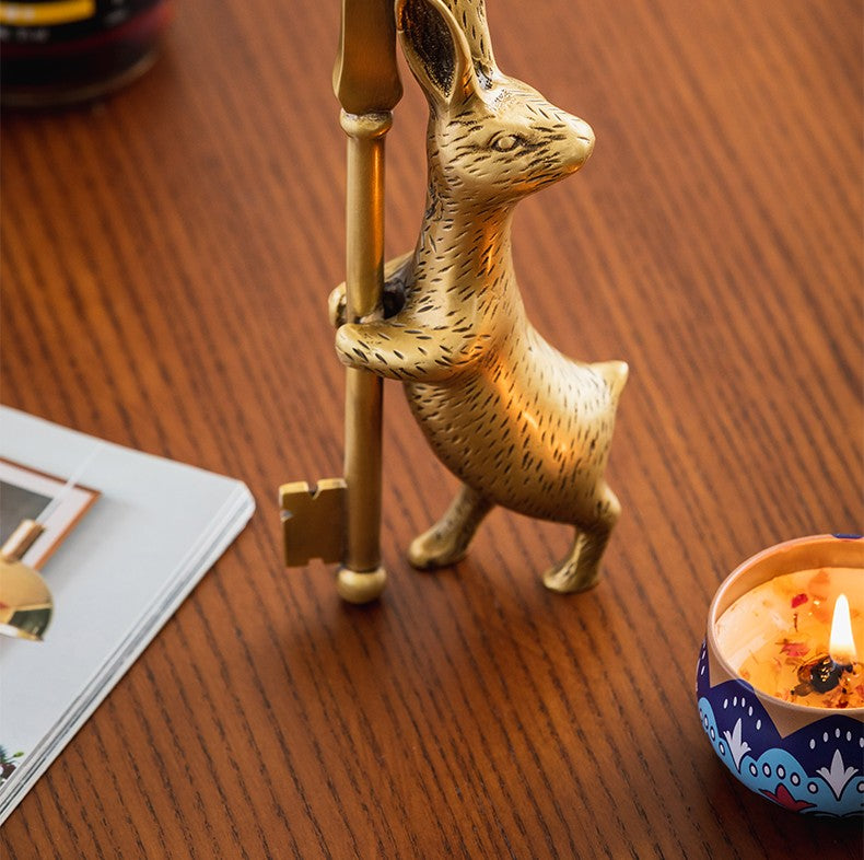 Vintage Brass Rabbit Bottle Opener Set, Unique Luxury Beer Opener Key & Bunny Head Design, Home Bar Tool Gift, 2-Piece