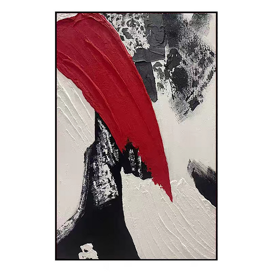 Large Abstract Hand-Painted Oil Painting, “Soaring Fortune” Modern Textured Art for Living Room, Entryway, or Restaurant, Black Aluminum Frame