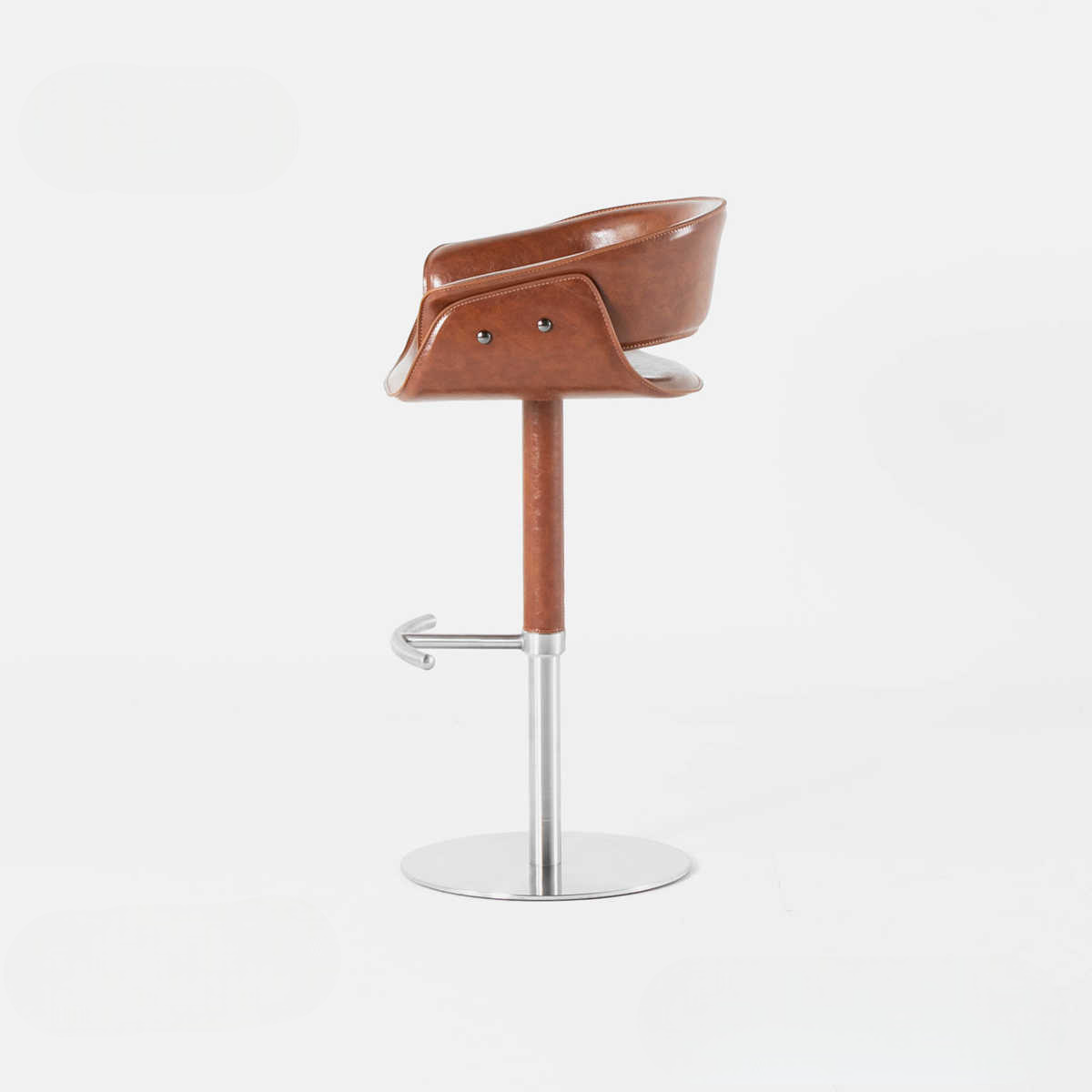 Vintage Stainless Steel Swivel Bar Stool, Saddle Leather Adjustable Counter Chair – Home & Bar