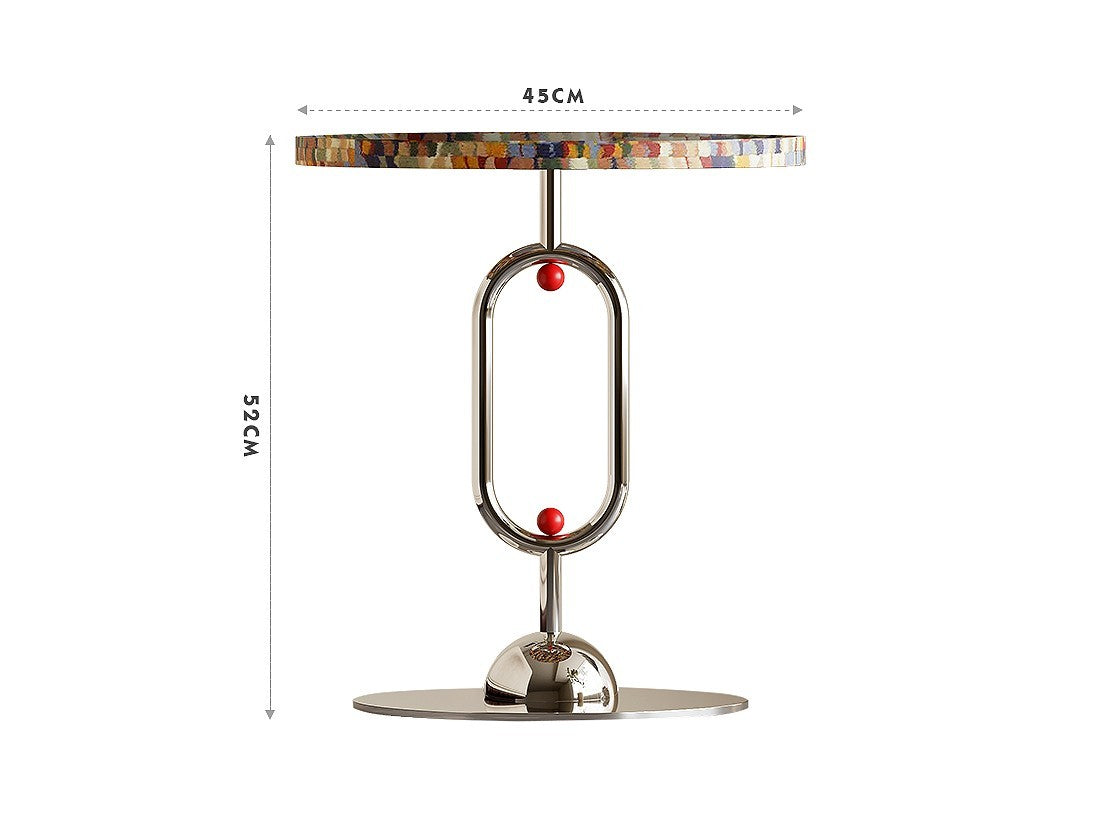 Modern Art Round Side Table – Designer Statement Accent Small Tea Table for Living Room or Sofa